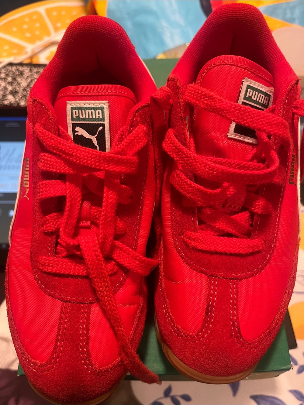 Puma Kids Red Low-Top Lace-Up Sneakers